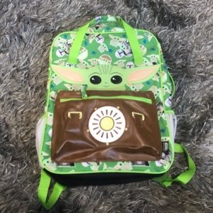 Star Wars The Mandalorian Green Baby Yoda Grogu The Child Printed Kid's Backpack